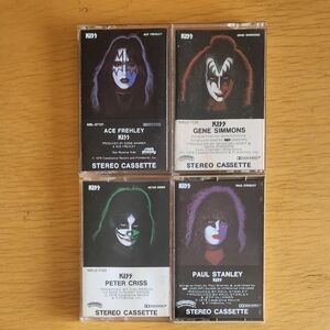 Kiss "Ace Frehley" "Gene Simmons" "Paul Stanley""Peter Criss" 70s Tapes Lot of 4